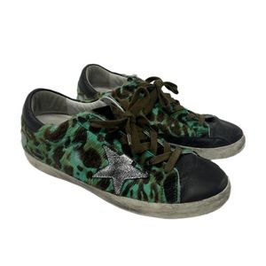 Golden Goose sneakers green leopard size 39